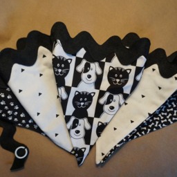 White & Black Pet Bunting - Cotton Dogs Cats Fabric, Decor - thumbnail 2