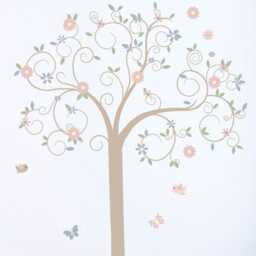 Kids Room Decals, Personalized Boho Tree Wall Decal Pastel Floral Nursery Decor - thumbnail 4