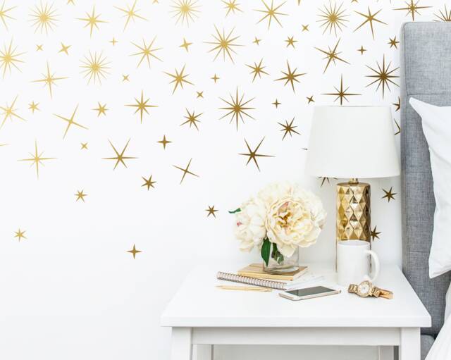 Sparkle Wall Decals - Gold Star Decals, Nursery Stickers, Removable Stickers - image 1