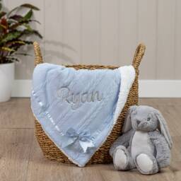 Personalised Bow Baby Swaddle Wrap - 7 Blanket Colours Choose Font & Embroidery Colour. Optional Gift Box. Soft Cable Knit - thumbnail 3