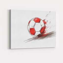 Red White Football Sketch Dynamic Sports Illustration Canvas Wall Art Print Decor Picture Ready To Hang - thumbnail 4