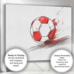 Red White Football Sketch Dynamic Sports Illustration Canvas Wall Art Print Decor Picture Ready To Hang - thumbnail 3
