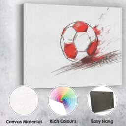 Red White Football Sketch Dynamic Sports Illustration Canvas Wall Art Print Decor Picture Ready To Hang - thumbnail 2