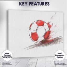 Red White Football Sketch Dynamic Sports Illustration Canvas Wall Art Print Decor Picture Ready To Hang - thumbnail 1