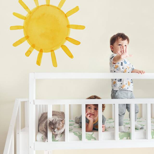 Large Watercolor Sun - Fabric Wall Decal Color Story Mej - image 1