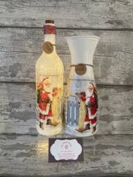 Santa Vase & Light Up Bottle Set, Gifts, Santa Autumn, Xmas Gifts - thumbnail 1