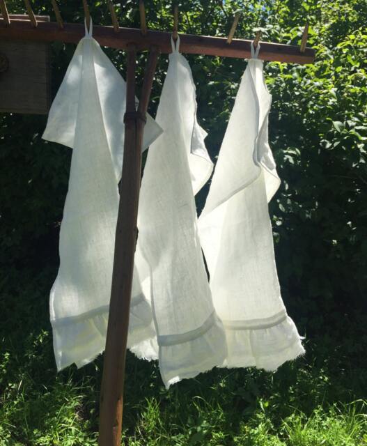 Ruffled Linen Face Towels, Creamy White, Set Of Four - image 1