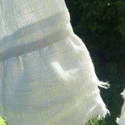 Ruffled Linen Face Towels, Creamy White, Set Of Four - thumbnail 3
