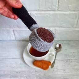 Coffee Baby Rattle, Coffee Toy, Crochet Toys, Baby Gift Coffee, Play Food, Gender Neutral Crochet Rattle Long - thumbnail 3