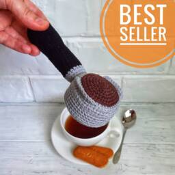 Coffee Baby Rattle, Coffee Toy, Crochet Toys, Baby Gift Coffee, Play Food, Gender Neutral Crochet Rattle Long - thumbnail 2