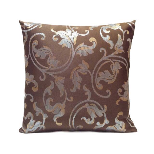 Chocolate Brown Pillow, Throw Pillow Cover, Decorative Cushion Covers, Pillowcase, Accent Pillows, Floral Satin Blend - image 1