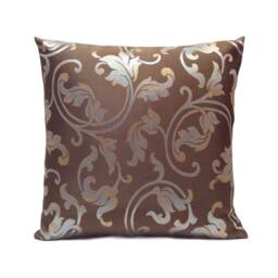 Chocolate Brown Pillow, Throw Pillow Cover, Decorative Cushion Covers, Pillowcase, Accent Pillows, Floral Satin Blend - thumbnail 1