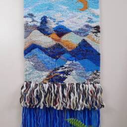 Handmade Woven Mountain Tapestry Wool Weave Wall Art - thumbnail 2