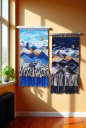 Handmade Woven Mountain Tapestry Wool Weave Wall Art