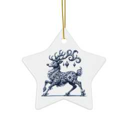Rudolph, Delft Blue Ornament, Dutch Edition, Ceramic Rudolph Red Nosed Reindeer, Xmas Holiday Deco, Reindeer Decor, Deer - thumbnail 2