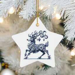 Rudolph, Delft Blue Ornament, Dutch Edition, Ceramic Rudolph Red Nosed Reindeer, Xmas Holiday Deco, Reindeer Decor, Deer - thumbnail 1