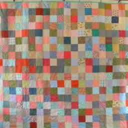Handmade Patchwork Quilt Retro Pastel Cotton Bedding - 81x81 - thumbnail 4