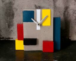 Retro - Themed Concrete Desk Clock, Rectangular Prism Composition With Silent Mechanism Table Clock