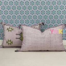Yakiti-Purple Square Moroccan Pillows 13x21, Aka Cactus Silk Pillow, Sabra Pillows, Outdoor Luxury Pillow, Durable & Weather Resistant - thumbnail 2