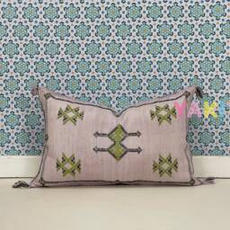 Yakiti-Purple Square Moroccan Pillows 13x21, Aka Cactus Silk Pillow, Sabra Pillows, Outdoor Luxury Pillow, Durable & Weather Resistant - thumbnail 3