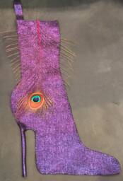 Purple Peacock Couture Leather Christmas Stocking - thumbnail 1