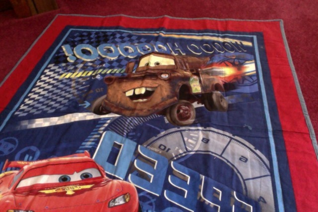Car Panel Quilt & Pillowcase/Toddler Quilt/Lap Quilt/Nursery Quilt/ Blue & Red Throw/ Boy Bedding/Boy Blanket/Baby Shower Gift/Car - image 1