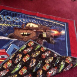 Car Panel Quilt & Pillowcase/Toddler Quilt/Lap Quilt/Nursery Quilt/ Blue & Red Throw/ Boy Bedding/Boy Blanket/Baby Shower Gift/Car - thumbnail 2