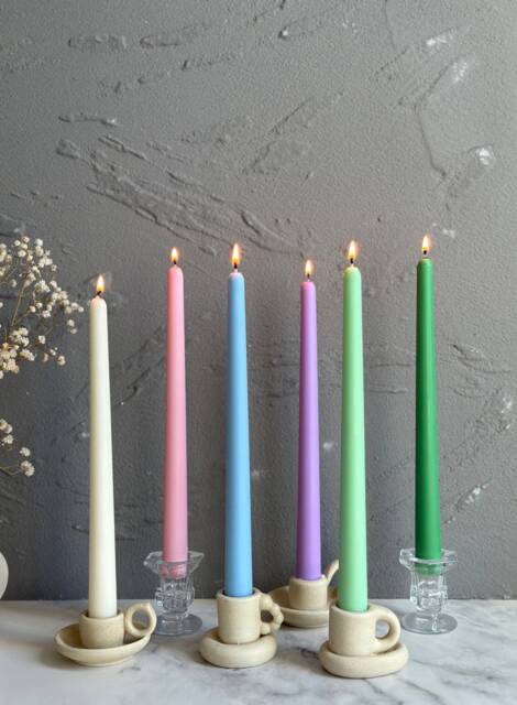 Pastel Soy Wax Taper Candles Handmade Dinner Candles, 10 Inch - image 1