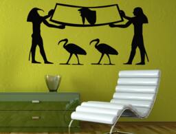 Egyptian Hieroglyphs & Fresco Of Ancient Egypt Mythology Gods Wall Decal Vinyl Sticker Mural Room Decor L1343 - thumbnail 1