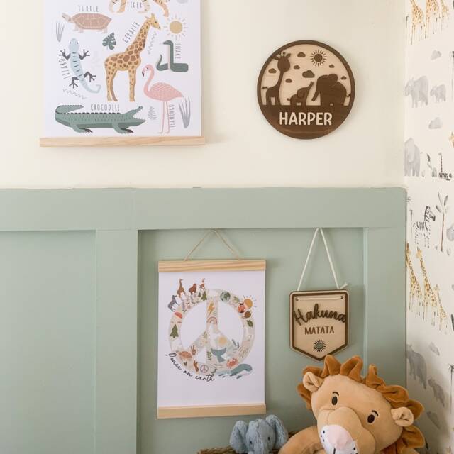 Safari Animal Wooden Name Plaque Custom Nursery Decor - image 1