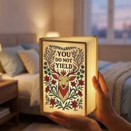 You Do Not Yield Book Lamp, Throne Of Glass Inspired Decor, Fantasy Lover Gift, Bookish Night Light, Led Foldable Lamp - thumbnail 2