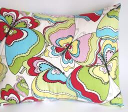 "Pillow Cover White Red Green Yellow Pink Turquoise Colorful Abstract Butterfly 16""x24"