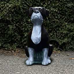Concrete Bulldog Sculpture Outdoor Statue Cement Animal Decoration Memorial Dog Ornament Lover Gift - thumbnail 1