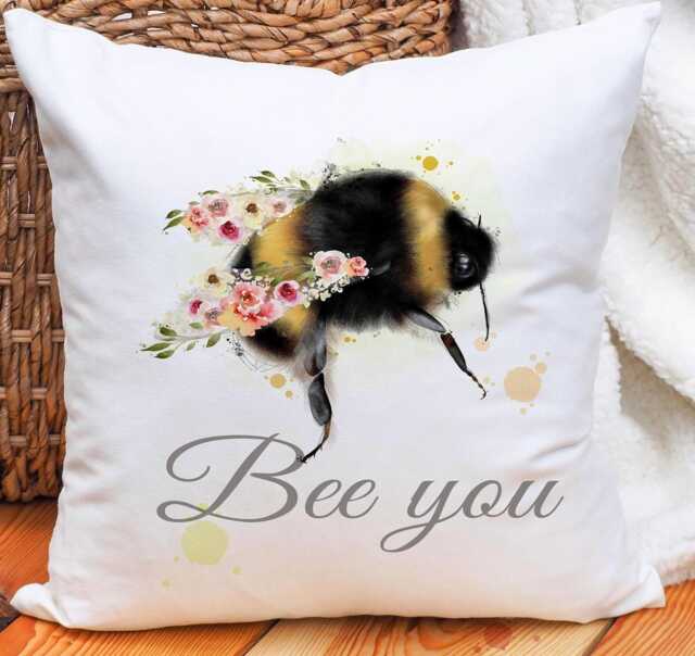 Bee Cushion, Floral Winged Gift Bumble Motivational Gift, Mother's Day, Birthday - image 1