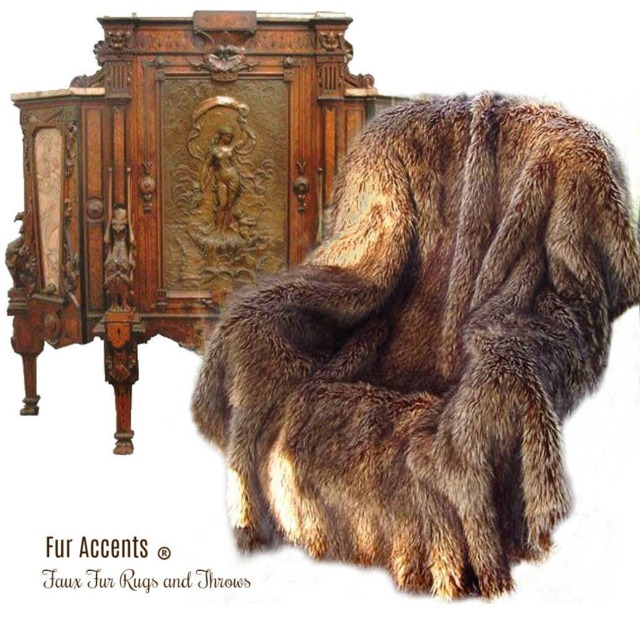 Wolf Faux Fur Throw Blanket - Plush Brown Bedspread, Usa Made - image 1