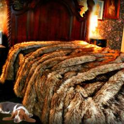 Wolf Faux Fur Throw Blanket - Plush Brown Bedspread, Usa Made - thumbnail 3