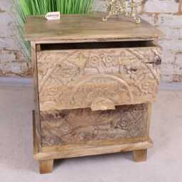Ladha Mango Wood Carved Bedside Cabinet - thumbnail 3