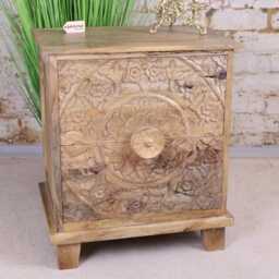 Ladha Mango Wood Carved Bedside Cabinet - thumbnail 2