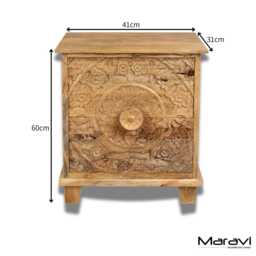 Ladha Mango Wood Carved Bedside Cabinet - thumbnail 4