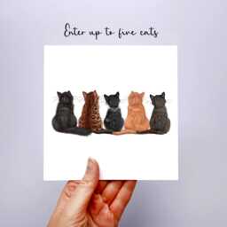 Personalised Any Colour Cats Art Print - Square Cat Artwork Birthday Gift, Mothers Day Present Choose From Over 60+ - thumbnail 3