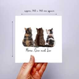 Personalised Any Colour Cats Art Print - Square Cat Artwork Birthday Gift, Mothers Day Present Choose From Over 60+ - thumbnail 2