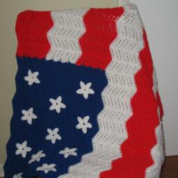 Patriotic American Flag Afghan Blanket/ Red White Blue Bedding/ Veterans Gift/ 4Th Of July Crochet Flag Afghan/ Memorial Day Decor - thumbnail 2