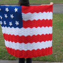 Patriotic American Flag Afghan Blanket/ Red White Blue Bedding/ Veterans Gift/ 4Th Of July Crochet Flag Afghan/ Memorial Day Decor - thumbnail 4