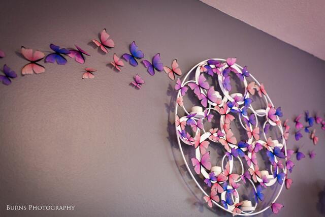 3D Ombre Butterflies Peach Light Pink Lavender - Set Of 27 - image 1