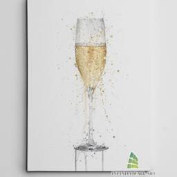 Champagne Glass Fashion Canvas Art Print Picture Framed Wall Splash Splatter Decor -C904 - thumbnail 2