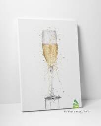 Champagne Glass Fashion Canvas Art Print Picture Framed Wall Splash Splatter Decor -C904