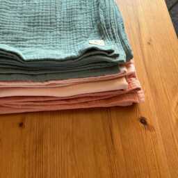 Peach Muslin Baby Blanket Triple Layer Cotton Kids Bed Overlay - 100x150cm - thumbnail 4