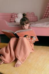 Peach Muslin Baby Blanket Triple Layer Cotton Kids Bed Overlay - 100x150cm - thumbnail 1