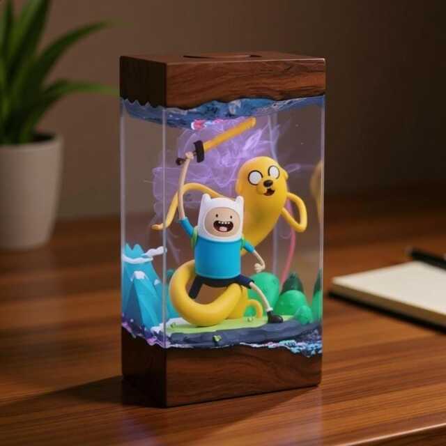 New Adventure Time Resin Lamp - Handmade Led Night Light - Finn & Jake Figure Cartoon Decor Gift For Fans - image 1