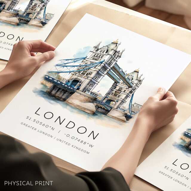 London Art Print, Wall Art, England Poster, Gift, Travel Skyline, Wedding Gift - image 1
